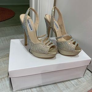 EUC Steve Madden palazzo glitzy slingback pumps!
